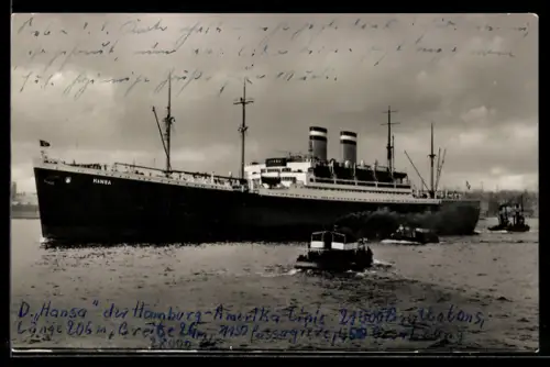 AK Passagierschiff Hansa der Hamburg-Amerika-Linie bei Ausfahrt aus dem Hafen