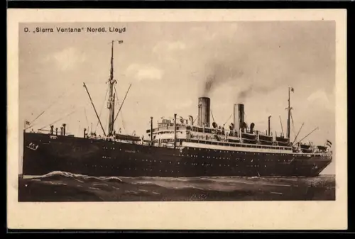 AK Passagierschiff Sierra Ventana vom Norddeutschen Lloyd auf See