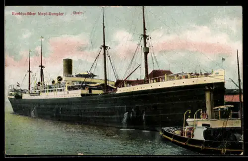 AK Passagierschiff Rhein vom Norddeutschen Lloyd im Hafen