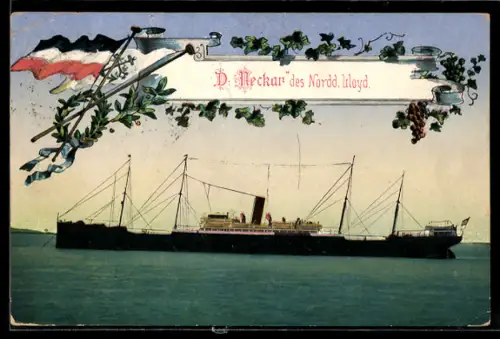 AK Passagierschiff Neckar des Norddeutschen Lloyd vor Anker liegend