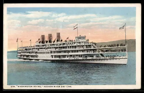 AK Passagierschiff Washington Irving der Hudson River Day Line