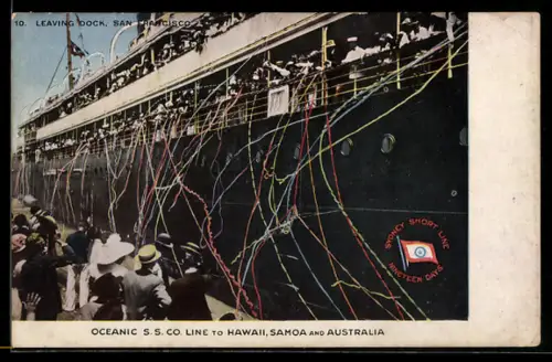 AK Passagierschiff der Oceanic S.S. Co. Line beim Verlassen des Hafens