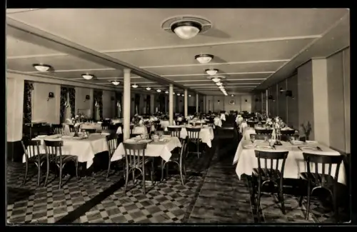 AK Passagierschiff M.S. St. Louis der Hamburg-Amerika Linie, Speisesaal Touristenklasse, Innenansicht