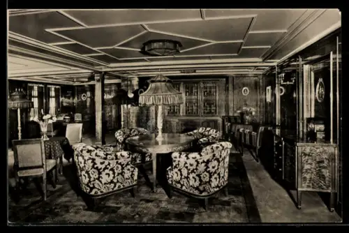 AK Passagierschiff M.S. St. Louis der Hamburg-Amerika Linie, Gesellschaftszimmer, Kajüte