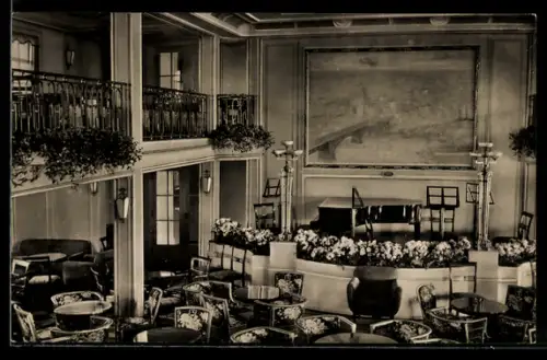 AK Passagierschiff M.S. St. Louis der Hamburg-Amerika Linie, Halle, Kajüte