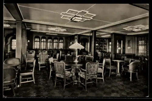 AK Passagierschiff M.S. St. Louis der Hamburg-Amerika Linie, Rauchsalon, Kajüte