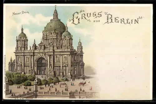 AK Berlin, Neuer Dom mit leuchtenden Fenstern, Halt gegen das Licht