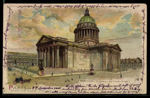 Lithographie Paris, Exposition universelle de 1900, Le Panthéon, Halt gegen das Licht
