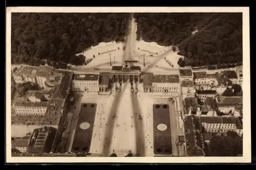 AK Berlin, Brandenburger Tor, Luftbild, WHW Winterhilfswerk 1934-35, Ganzsache