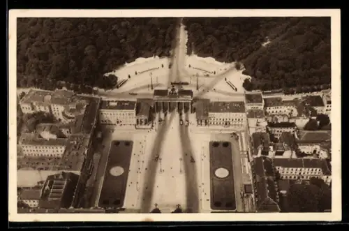 AK Berlin, Brandenburger Tor, Luftbild, WHW Winterhilfswerk 1934-35, Ganzsache