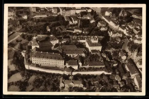 AK Zeitz a. Elster, Moritzburg vom Flugzeug aus WHW Winterhilfswerk 1934 /35, Ganzsache