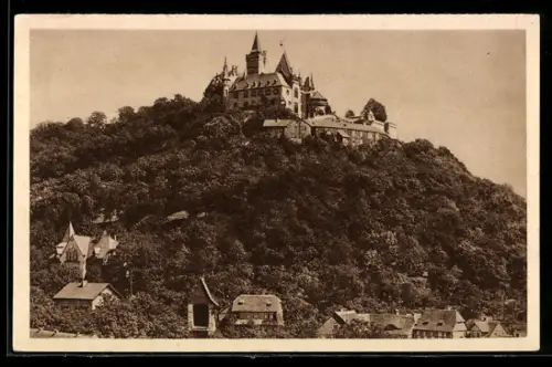 AK Wernigerode, Teilansicht mit Schloss WHW Winterhilfswerk 1934 /35, Ganzsache