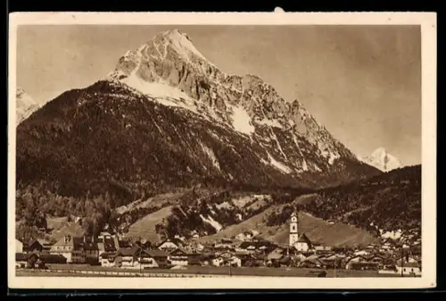AK Mittenwald, Ortsansicht von oben, WHW Winterhilfswerk 1934-35, Ganzsache