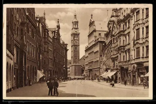AK Augsburg, Blick zum Perlachturm WHW Winterhilfswerk 1934/35, Ganzsache