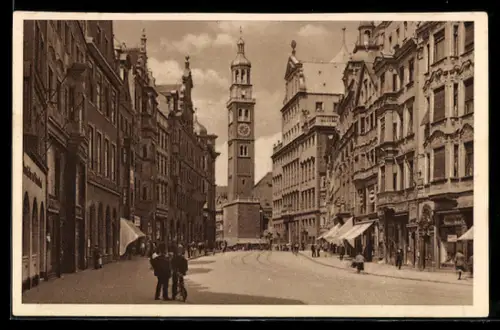 AK Augsburg, Blick zum Perlachturm WHW Winterhilfswerk 1934/35, Ganzsache
