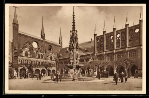 AK Lübeck, Marktplatz und Rathaus WHW Winterhilfswerk 1934/35, Ganzsache