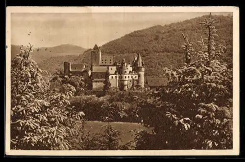 AK Bürresheim, Blick auf das Schloss Bürresheim WHW Winterhilfswerk 1934/35, Ganzsache