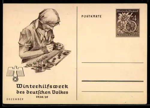 AK WHW des Deutschen Volkes 1938 /39, Ganzsache