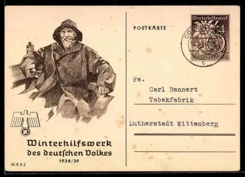AK Ausstellung Nach der Arbeit 1939, Seemann mit Pfeife,  WHW Winterhilfswerk, Ganzsache
