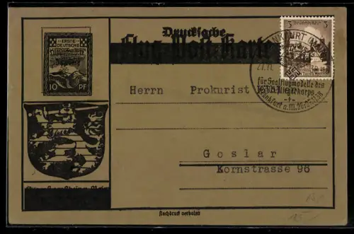 AK Flugpost Beförderung durch Postluftschiff Zeppelin Schwaben, Heinrich Keimel Briefmarkenhandlung