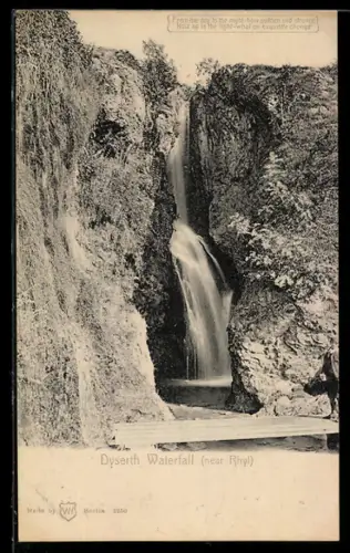 AK Dyserth near Rhyl, Waterfall, Ansicht in Farbe bei Halt gegen das Licht