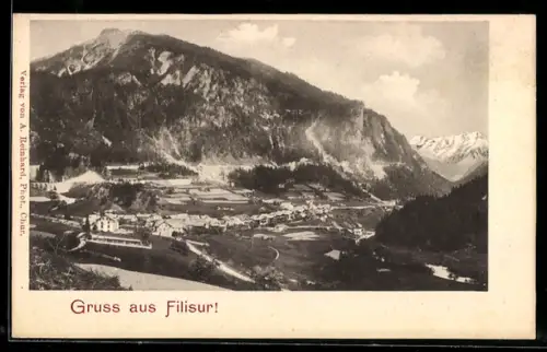 AK Filisur, Ortsansicht im Bergtal