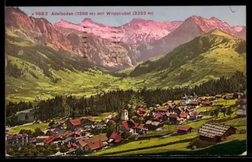 AK Adelboden, Ortsansicht mit Wildstrubel