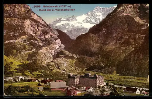 AK Grindelwald, Hotel Bär u. Viescherhörner