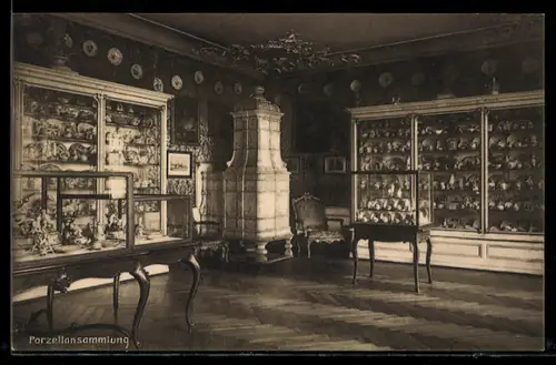 AK Zürich, Schweizerisches Landesmuseum, Rokokozimmer, Porzellansammlung