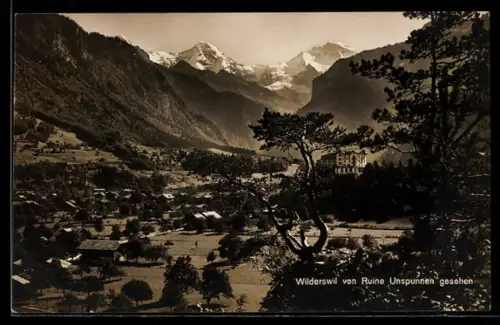 AK Wilderswil, Ortsansicht von Ruine Unspunnen gesehen