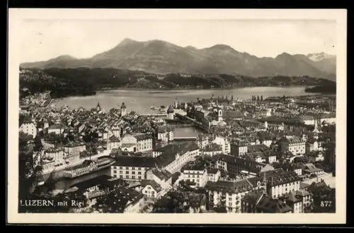 AK Luzern, Panoramablick mit Rigi