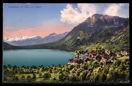 AK Immensee, Panoramablick mit Rigi und Alpen