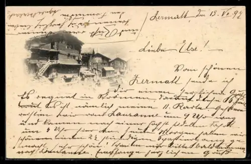 AK Zermatt, Chalets vor Bergkulisse