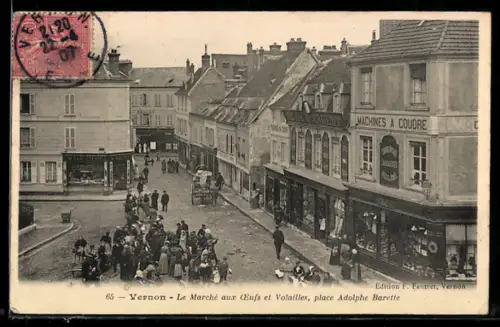 AK Vernon, Le Marché aux Oeufs et Volailles, place Adolphe Barette