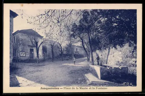 AK Jonquerettes, Place de la Marie et la Fontaine