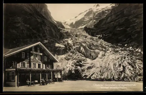 AK Oberer Grindelwaldgletscher, Hotel Wetterhorn