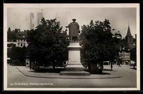AK St. Gallen, Blick zum Vadiandenkmal