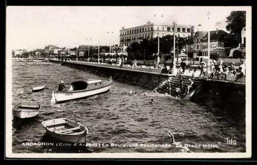 AK Arcachon /Côte d`Argent, Le Boulevard Promenade, Le Grand Hôtel