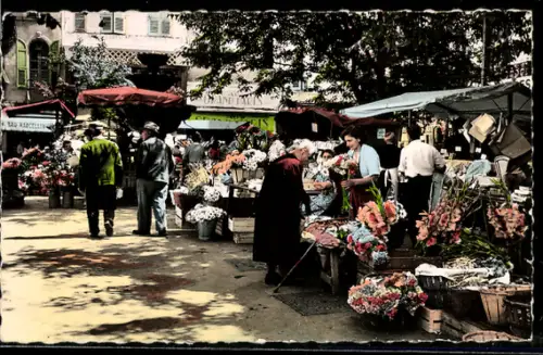 AK Grasse, La place aux Aires et le marché aux fleurs