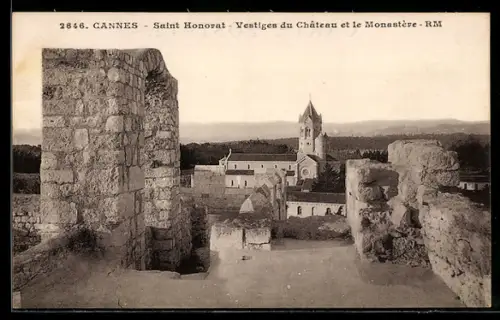 AK Cannes, Saint Honorat, Vestiges du Château et le Monastère