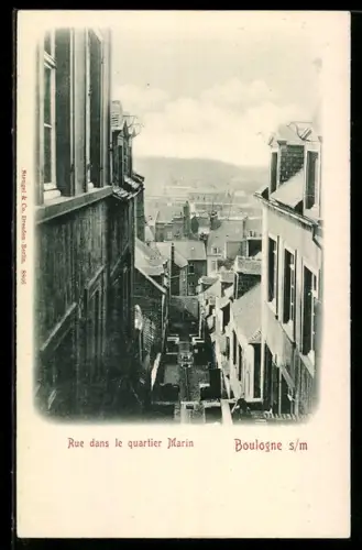 AK Boulogne s. M., Rue dans le quartier Marin