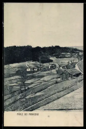 AK Prancieux, Ortsansicht aus der Vogelschau