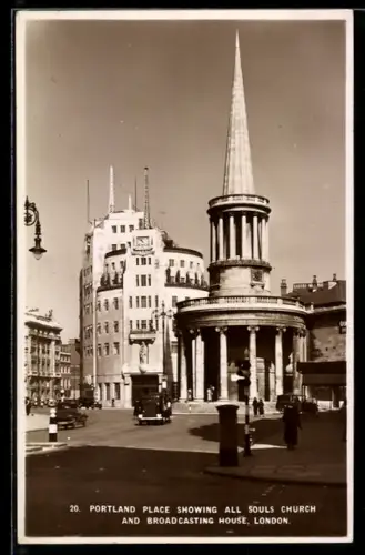 AK London, Portland Place, Showing All Souls Church and Broadcasting House