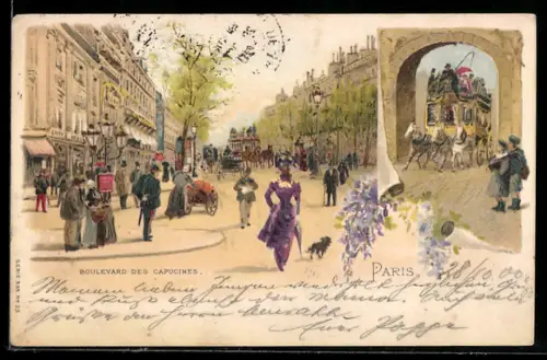 Lithographie Paris, Boulevard des Capucines