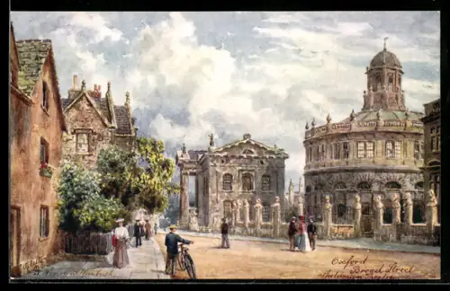 Künstler-AK Oxford, Broad Street with Sheldonian Theatre