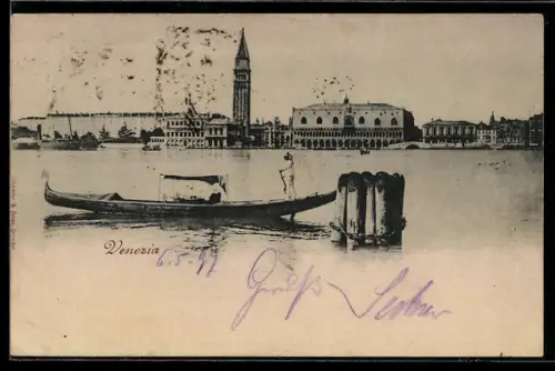 AK Venezia, Gondel auf dem Canale Grande