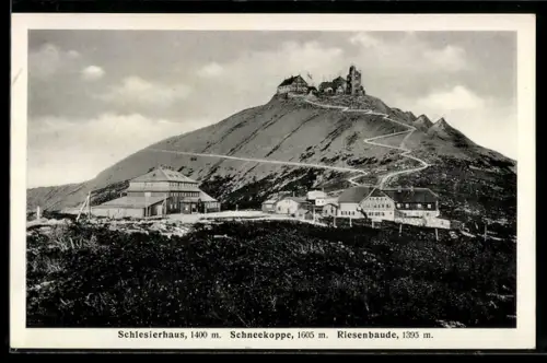 AK Riesenbaude und Schlesierhaus mit Umgebung