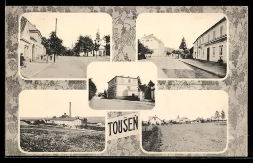 AK Tousen, Celkovy Pohled, Strassenpartie, Kirche