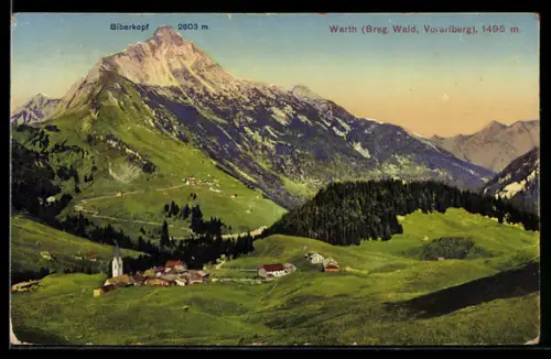 AK Warth /Breg. Wald, Panorama mit Biberkopf