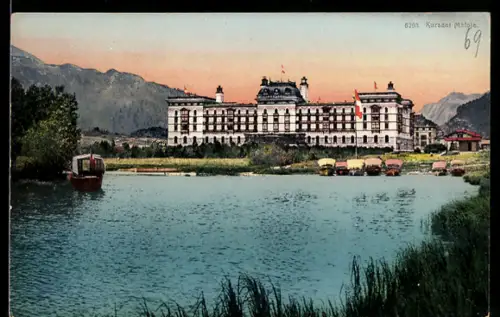 AK Maloja, Kursaal vom Wasser gesehen, Boote
